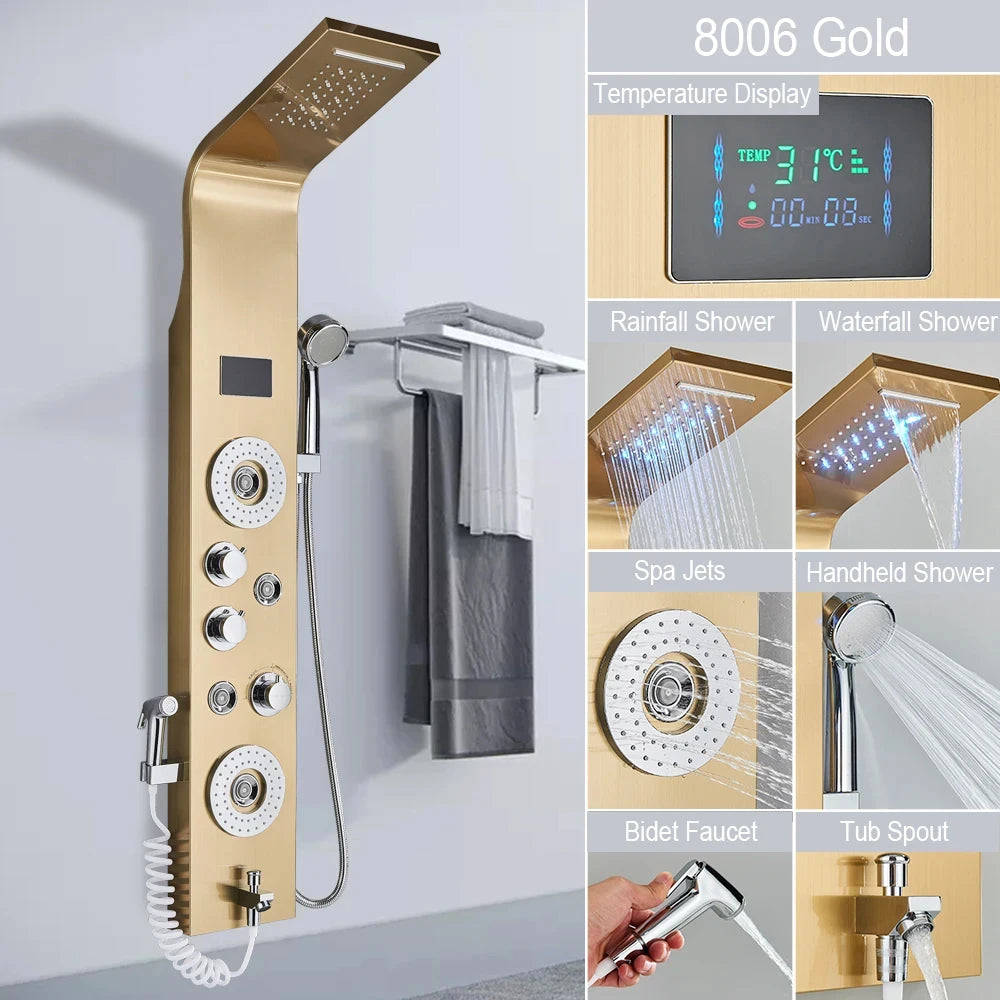 Golden Shower Panel Led Light Bathroom Bath Shower