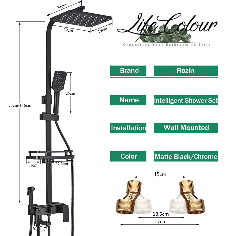 Rozin Rainfall Bathroom Shower Faucet Bidet Mixer Tap