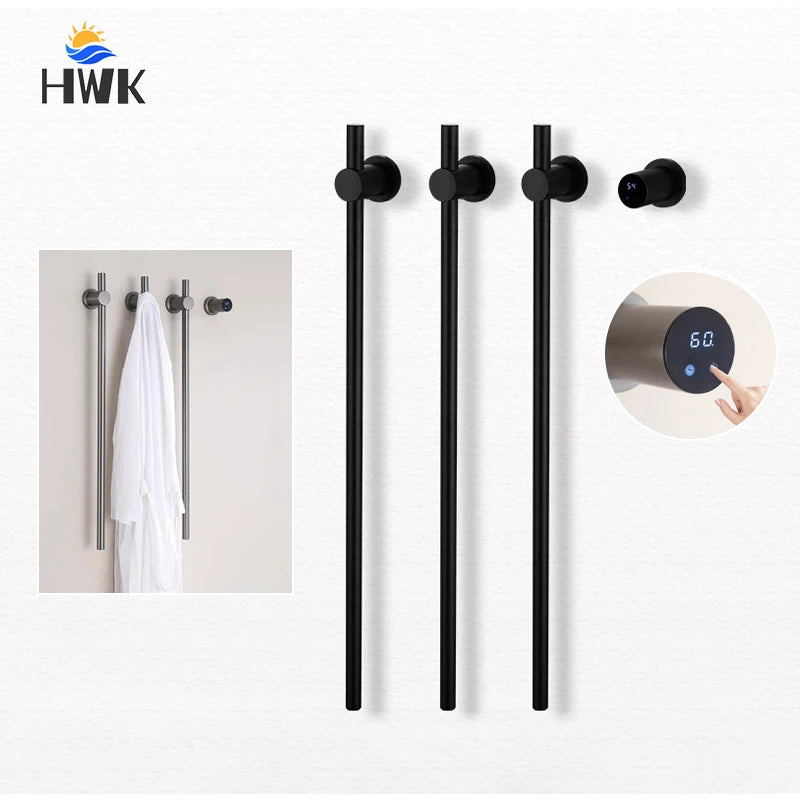 Bathroom Black Electric Towel Rack Hidden Wire Bath