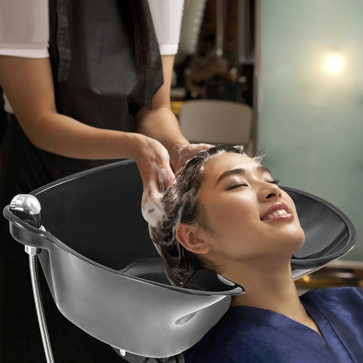 Shampoo Basin 2-Buckets Mobile Hair Wash Basin Height