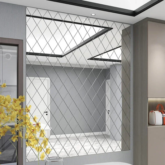 3d Diamond Shaped Acrylic Wall Mirror Diy Self-Adhesive