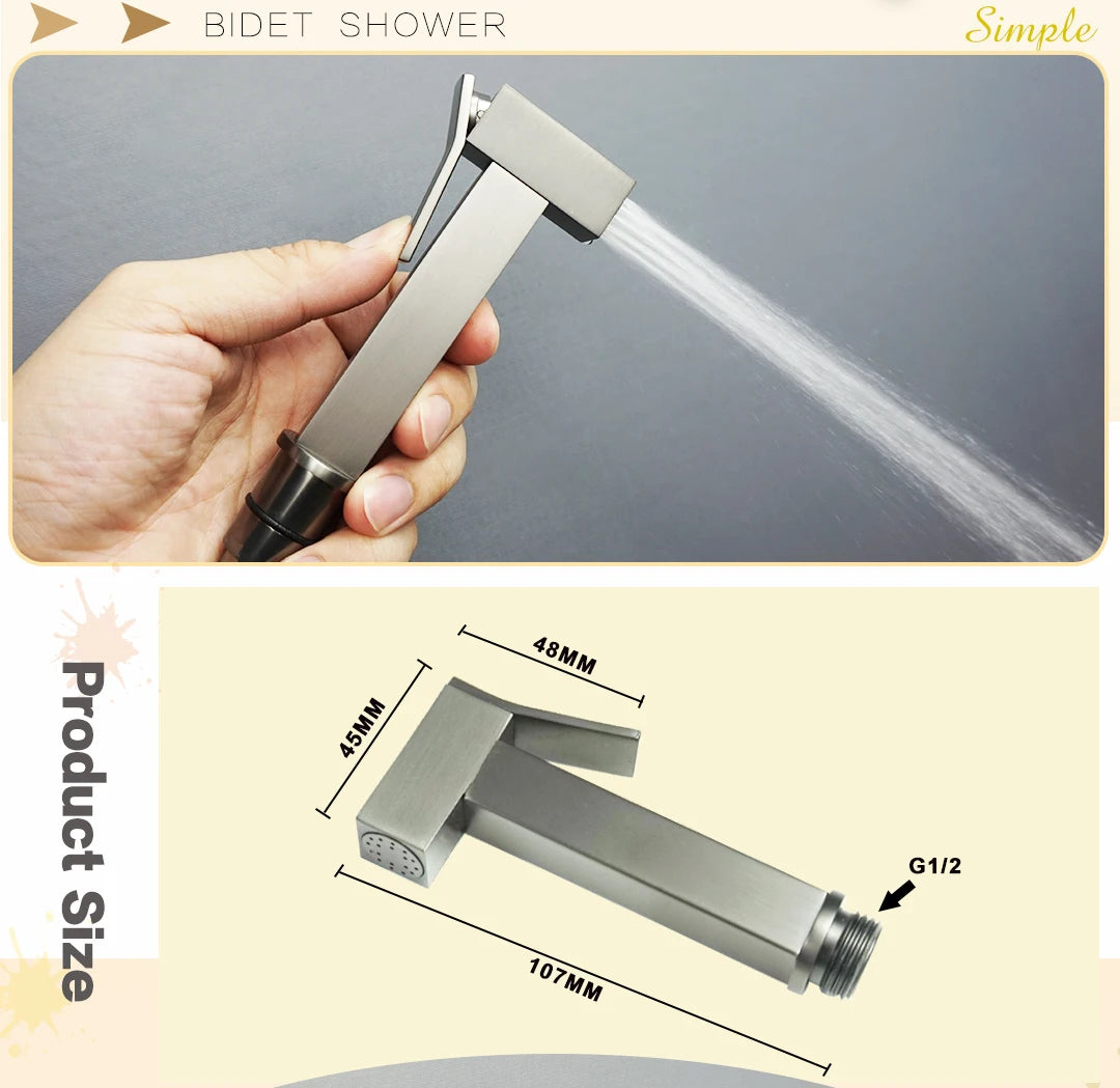 Brushed Rose Gold Brass Handheld Bidet High Voltage