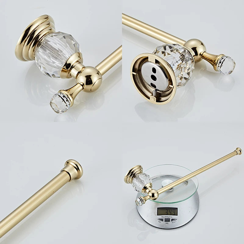 Ellen Golden Crystal Bathroom Hardware Adjust Towel Rack
