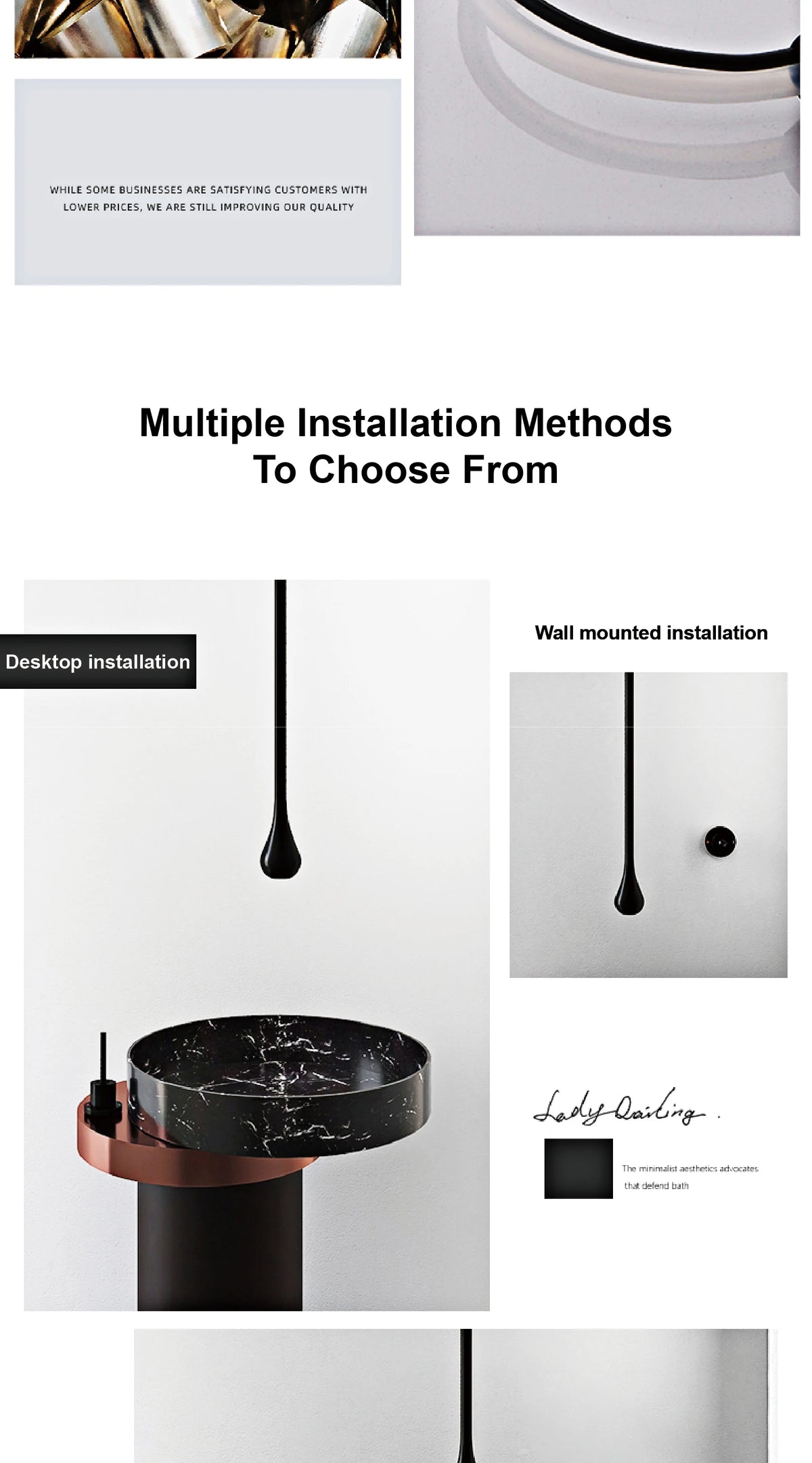 Luxury Matte Black Brass Ceiling Style Water Outlet