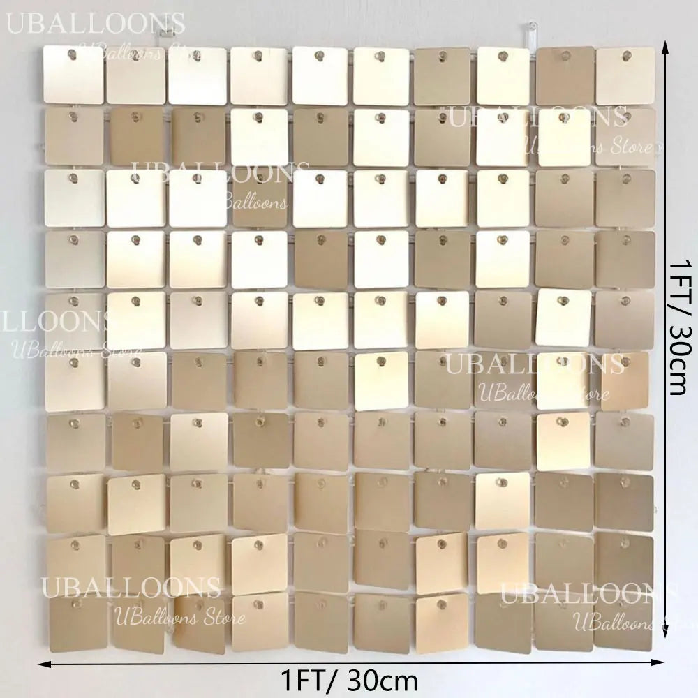 49pcs Champagne Gold Shimmer Wall Panels 7x7ft Matte