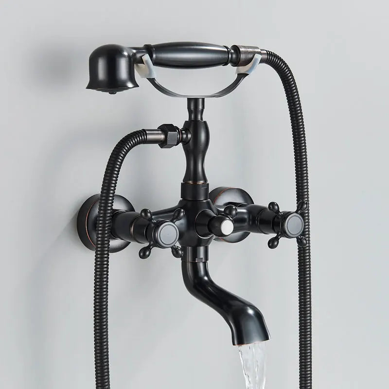 Antique Brass Bathtub Shower Faucet Bronzed Bath Shower