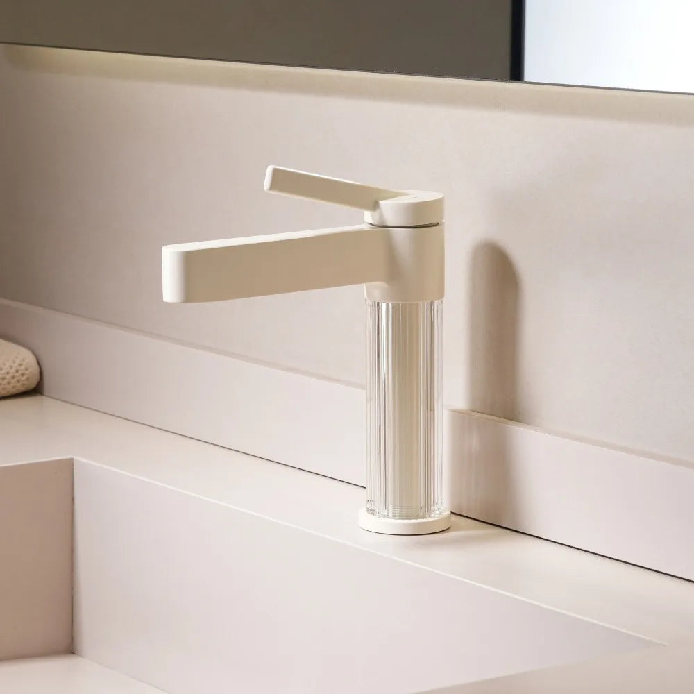Yellow Bathroom Basin Faucet Acrylic Brass Cold Water