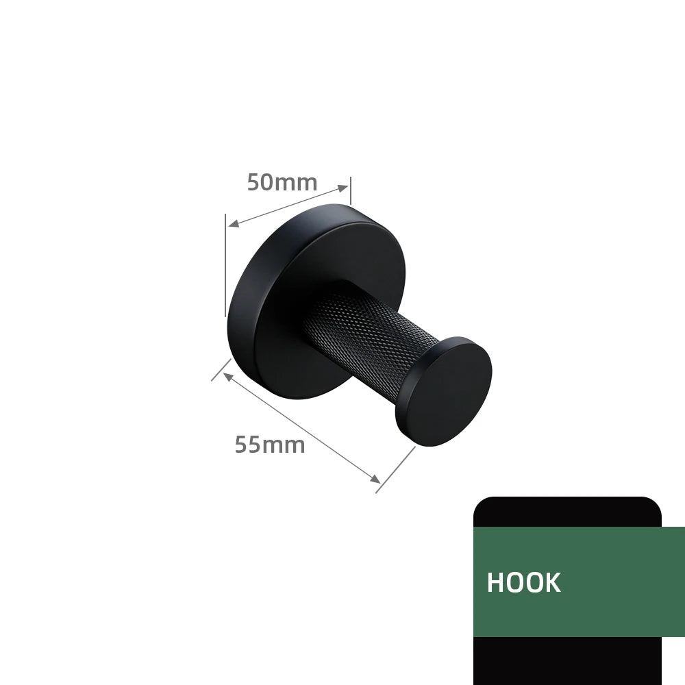Black Bathroom Brass Knurled Kit Paper Holder Towel