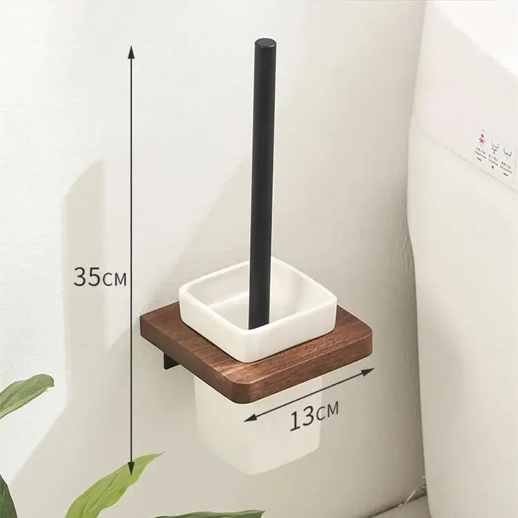 Walnut Wood Black Bathroom Hardware Bathroom Towel Rack