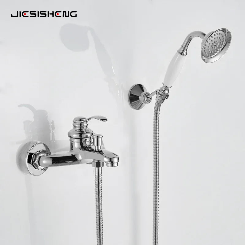 Brass Vintage Gold/Black Simple Shower Spray Handheld Shower