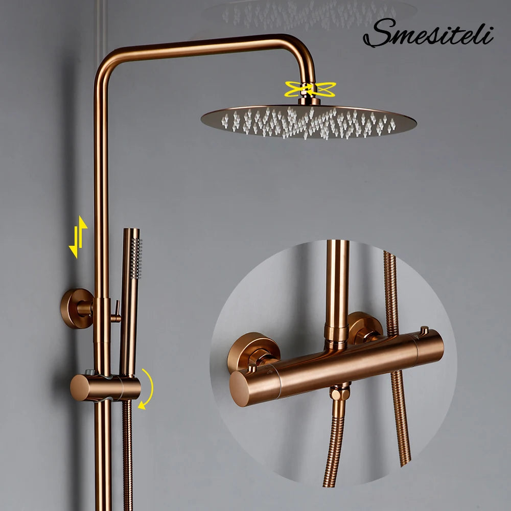 Thermostat Mixer Shower Wall Mount Bathroom Faucet Diverter