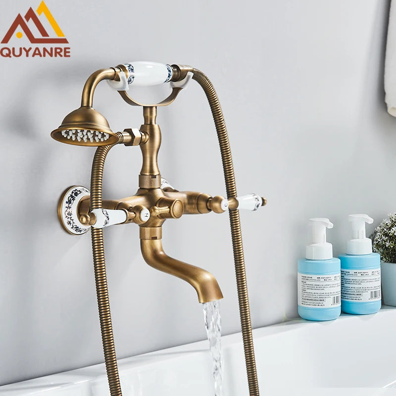 Retro Antique Brass Black Bronze Bathtub Shower Faucets