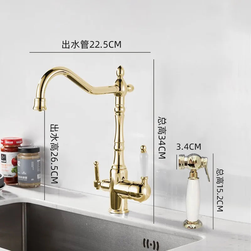 French Brass Light Luxury Three In One Pure