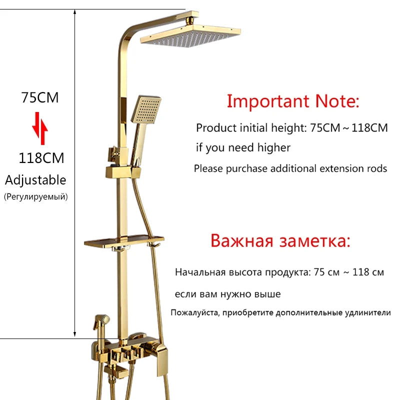 Oxg Bright Golden Shower Faucets Bathroom Shower Mixer