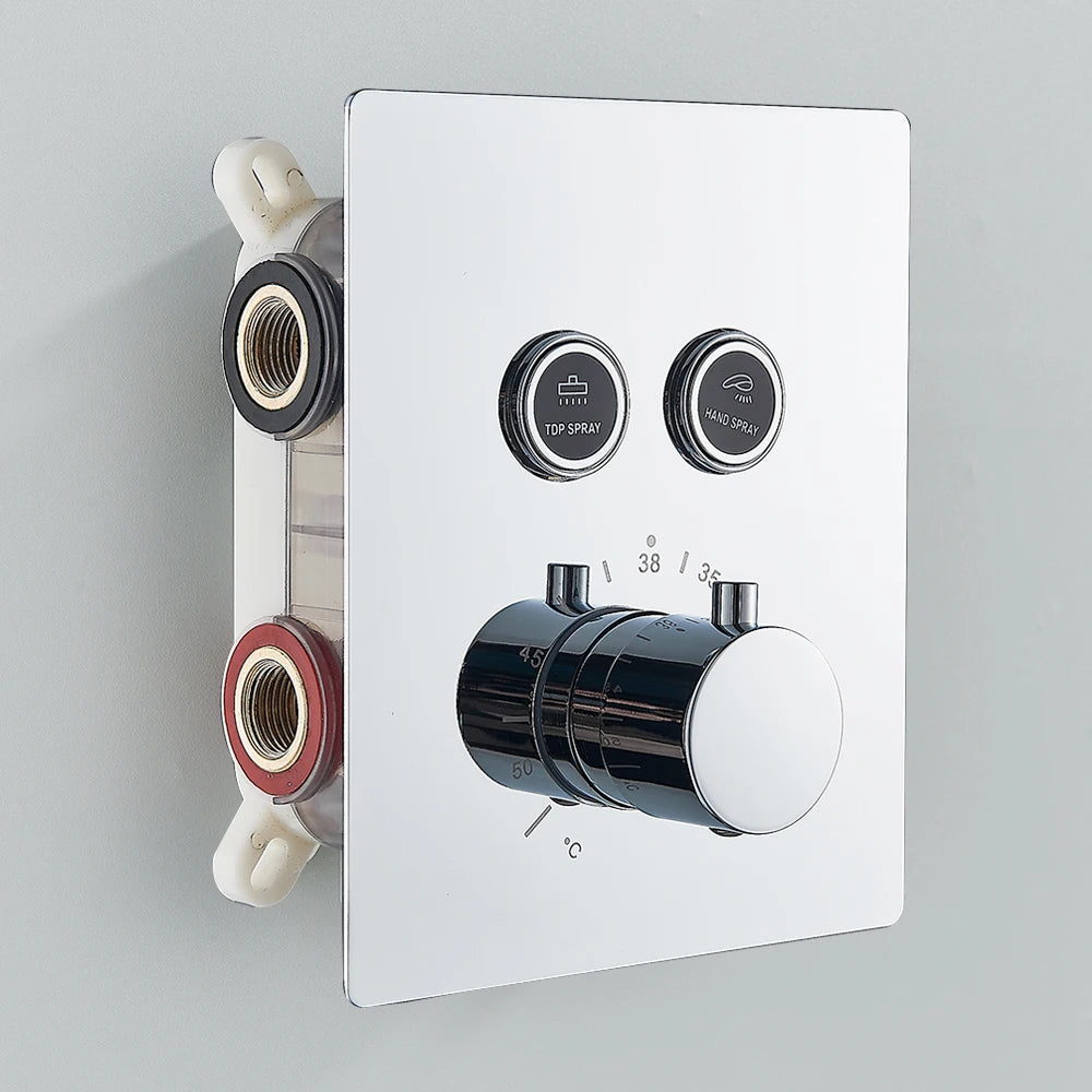 Matte Black Way Thermostatic Mixer Valve Bathroom Concealed