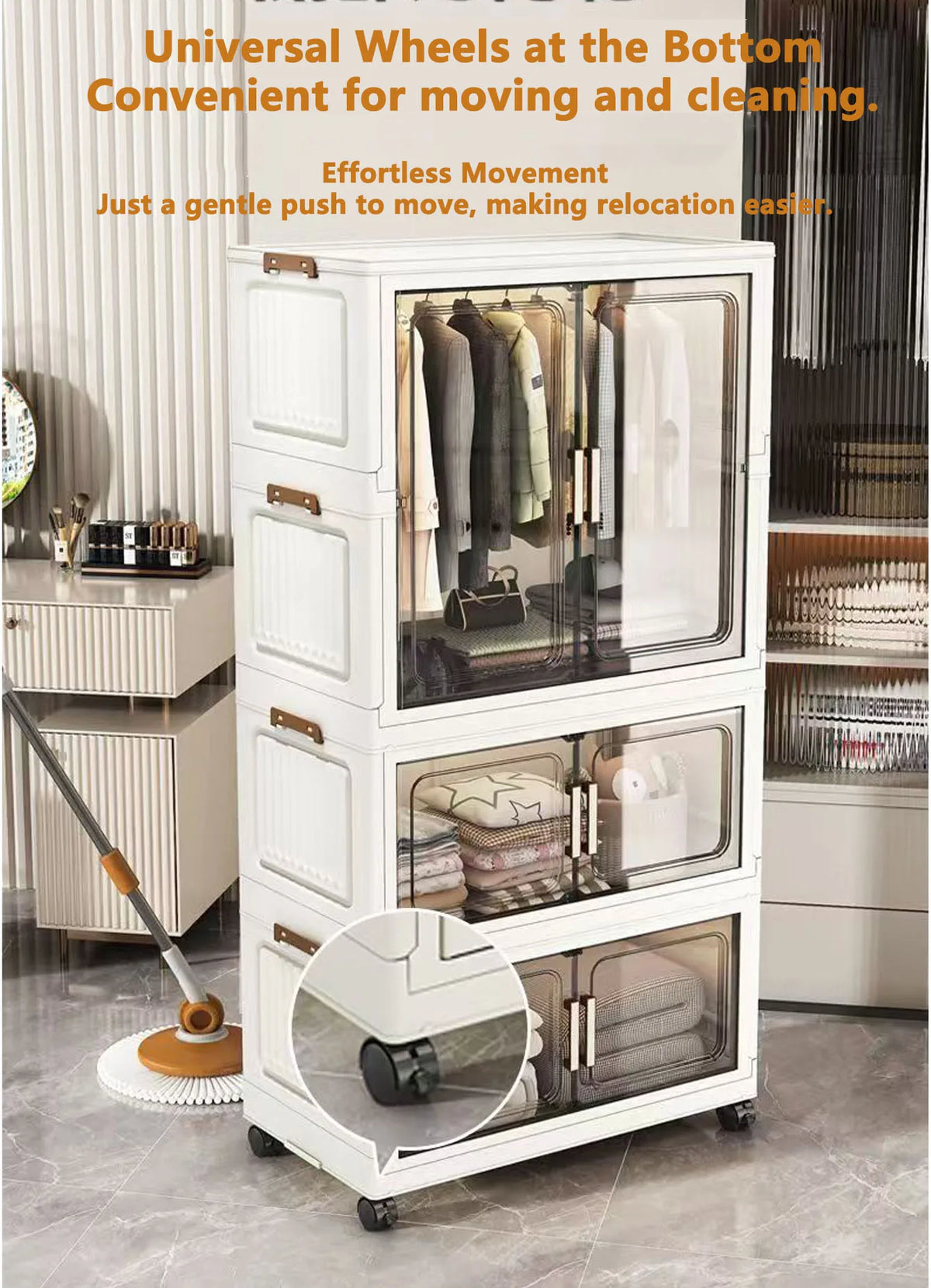 Multi-Functional Folding Storage Cabinet Doors White/Black/Gray