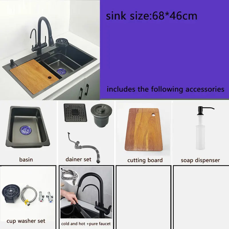 Nano Sink Matte Black Above Mount Washing Basin