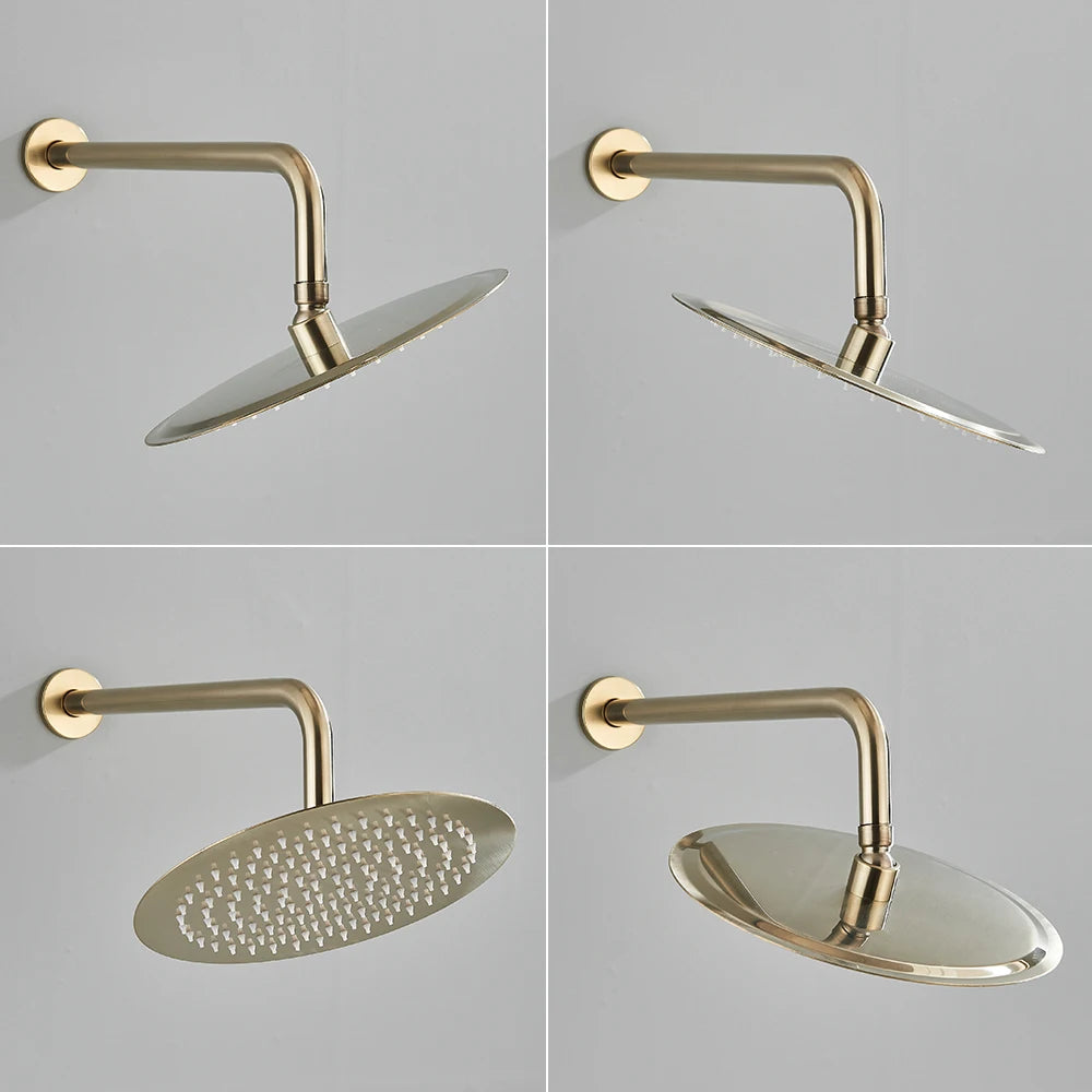 Brushed Gold Shower Faucet Embedded In Ways Shower