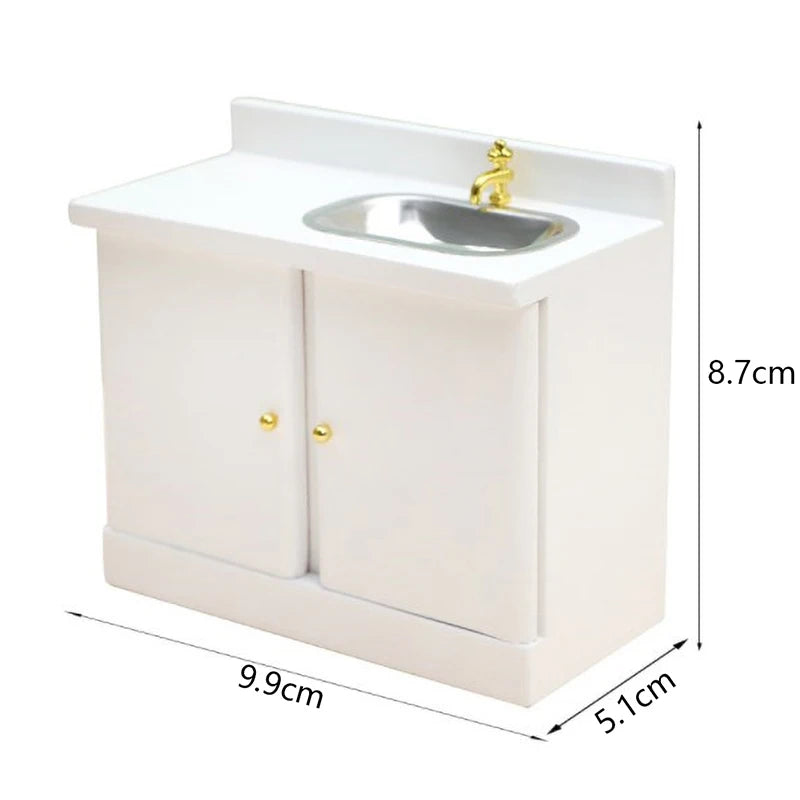 12 Dollhouse Miniature Wooden Bathroom Sink Cabinet Wash