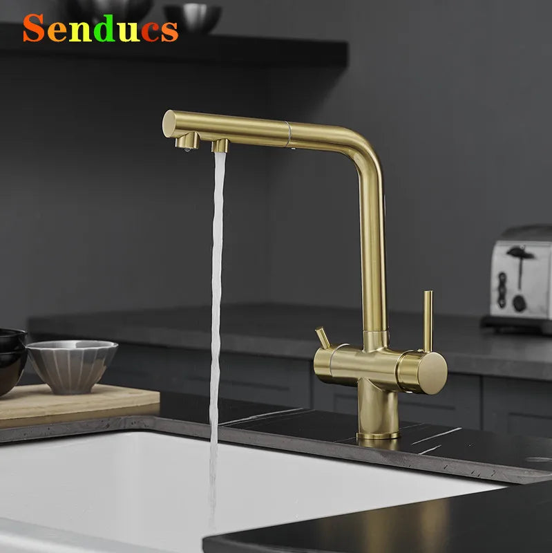 Brushed Gold Pull Out Filter Mixer Faucets Quality