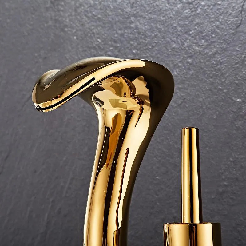 Tuqiu Black Bathroom Faucet Brass Gold Basin Faucet