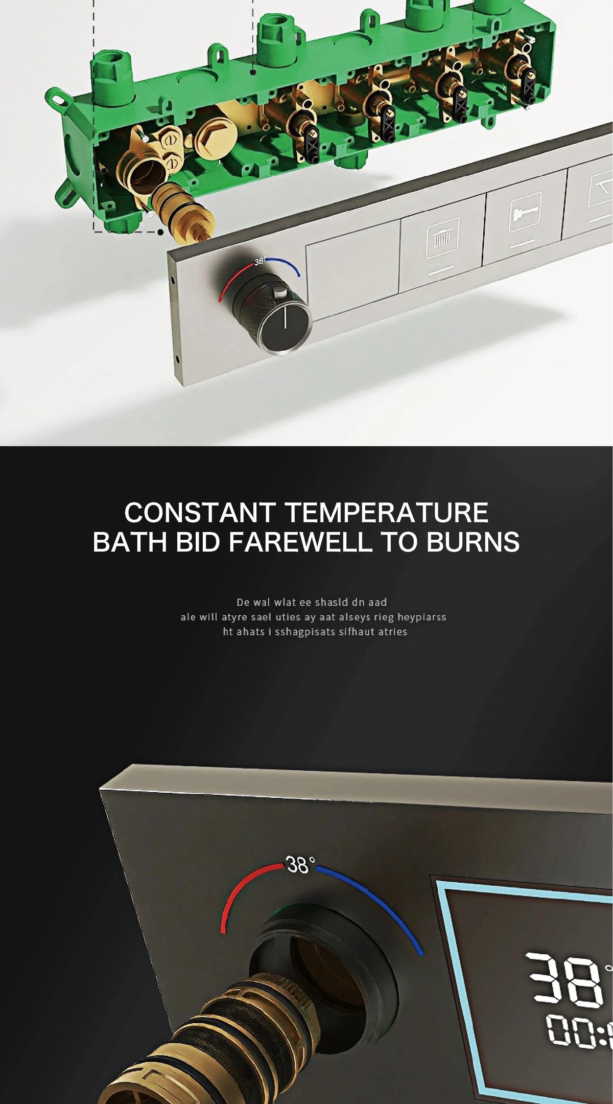 Gun Gray Brass Ceiling Constant Temperature Shower System
