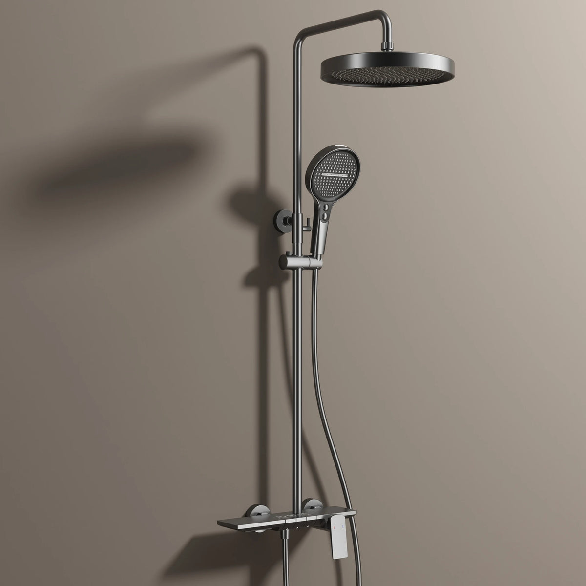 Brushed Gold Piano Bathroom Shower System Faucet 12