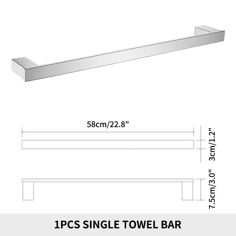 Stainless Steel Bathroom Wall Shelf Towel Bar Rack