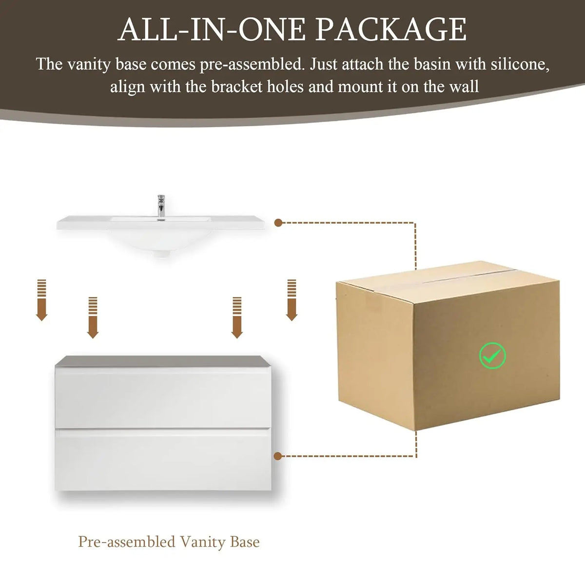36 Inch Floating Bathroom Vanity Sink Large Storage