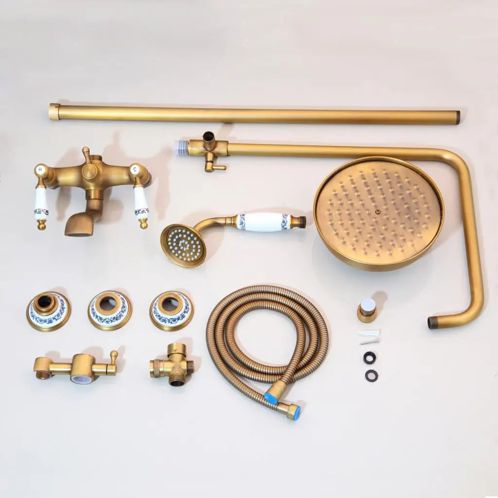 Kemaidi Antique Brass Retro Vintage Bathroom Shower Faucet