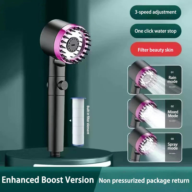 High Pressurized Filter Shower Head 3-Mode Adjustable Spray