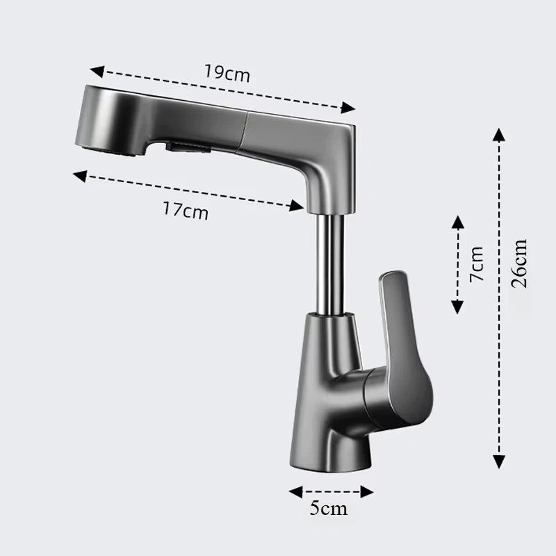 Basin Faucet Bathroom Pull Out Lift Mixer Tap