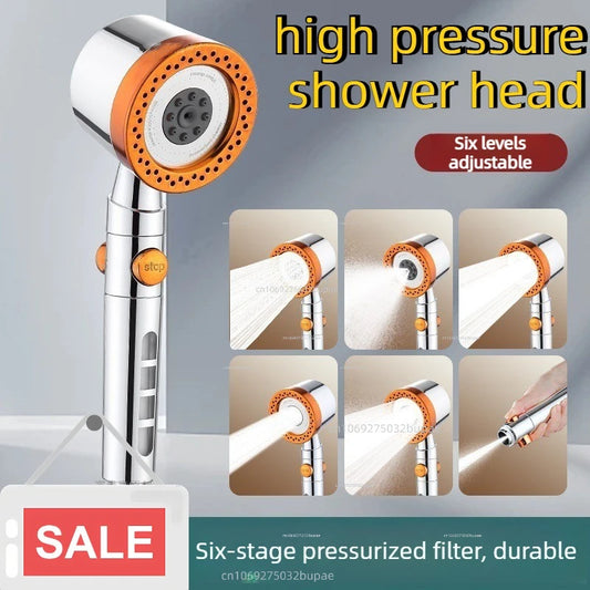 6-Speed Shower Faucet Complete Hygienic Shower Handheld Shower