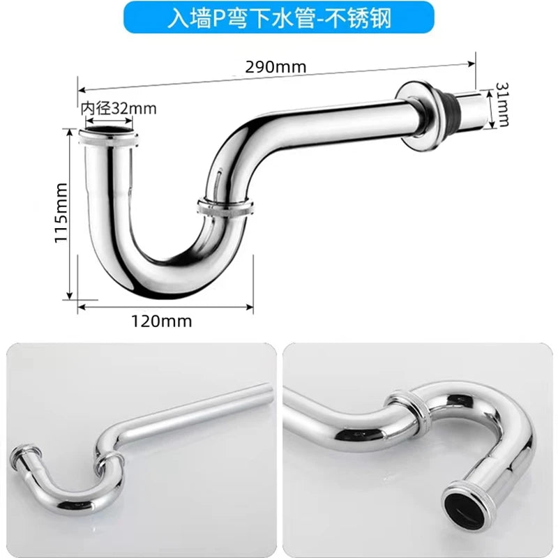 Chrome Pop Up Drain Stainless Steel Round Siphon