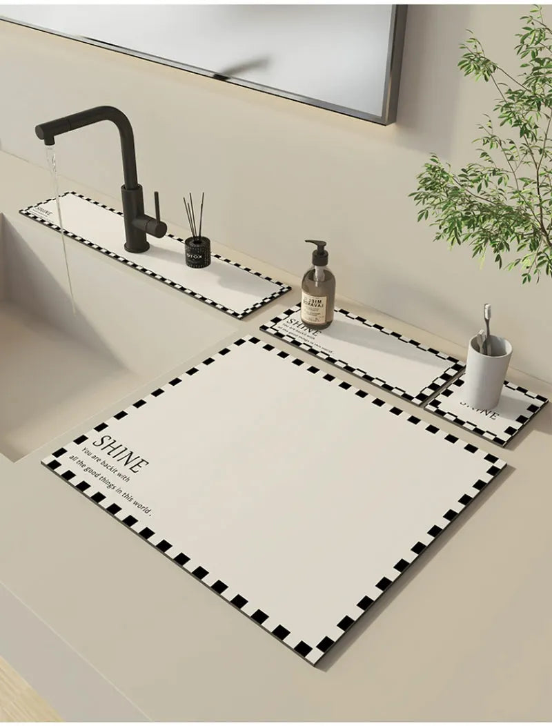 Sink Faucet Mat Drain Pad Absorbent Bathroom Splash