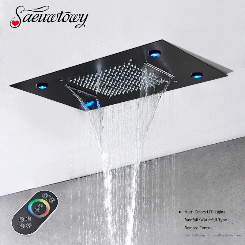 Luxury Bathroom Shower Faucet Led Rainfall/Waterfall Shower Head