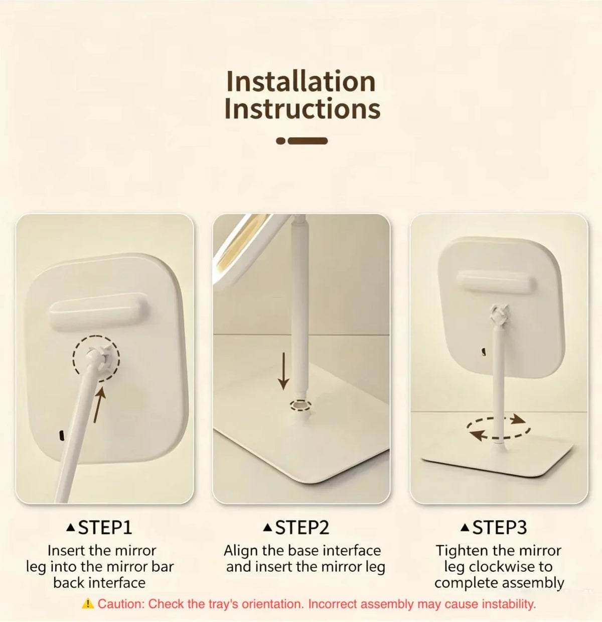 Touch Control Led Makeup Mirror Dimmable Light Modes