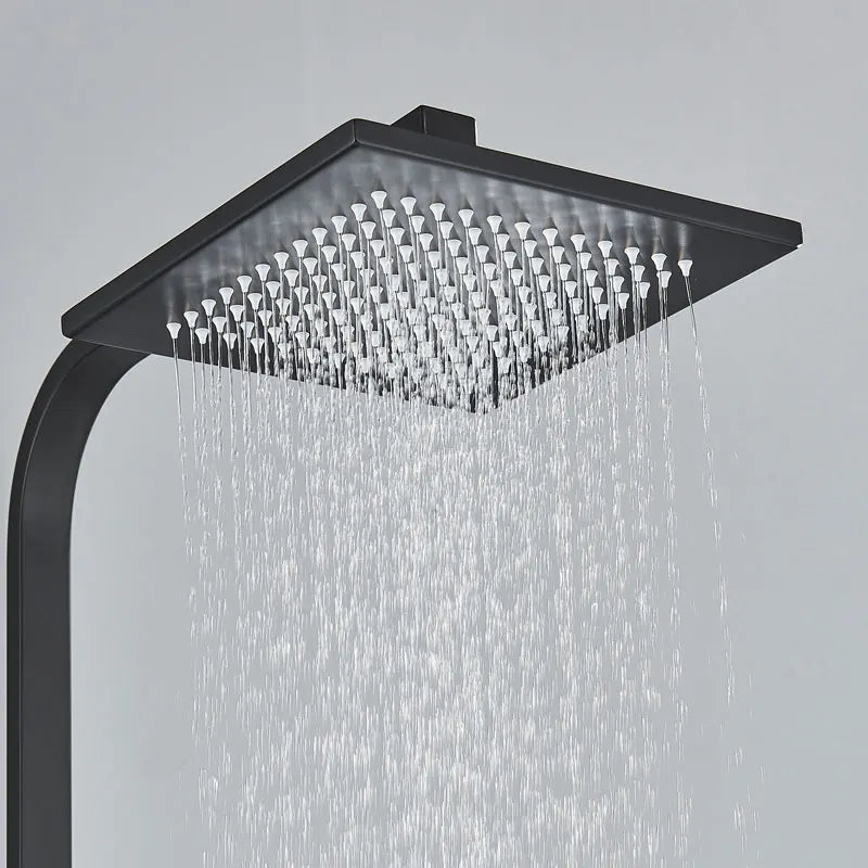 Black Thermostatic Shower Faucets Digital Display Screen Cold