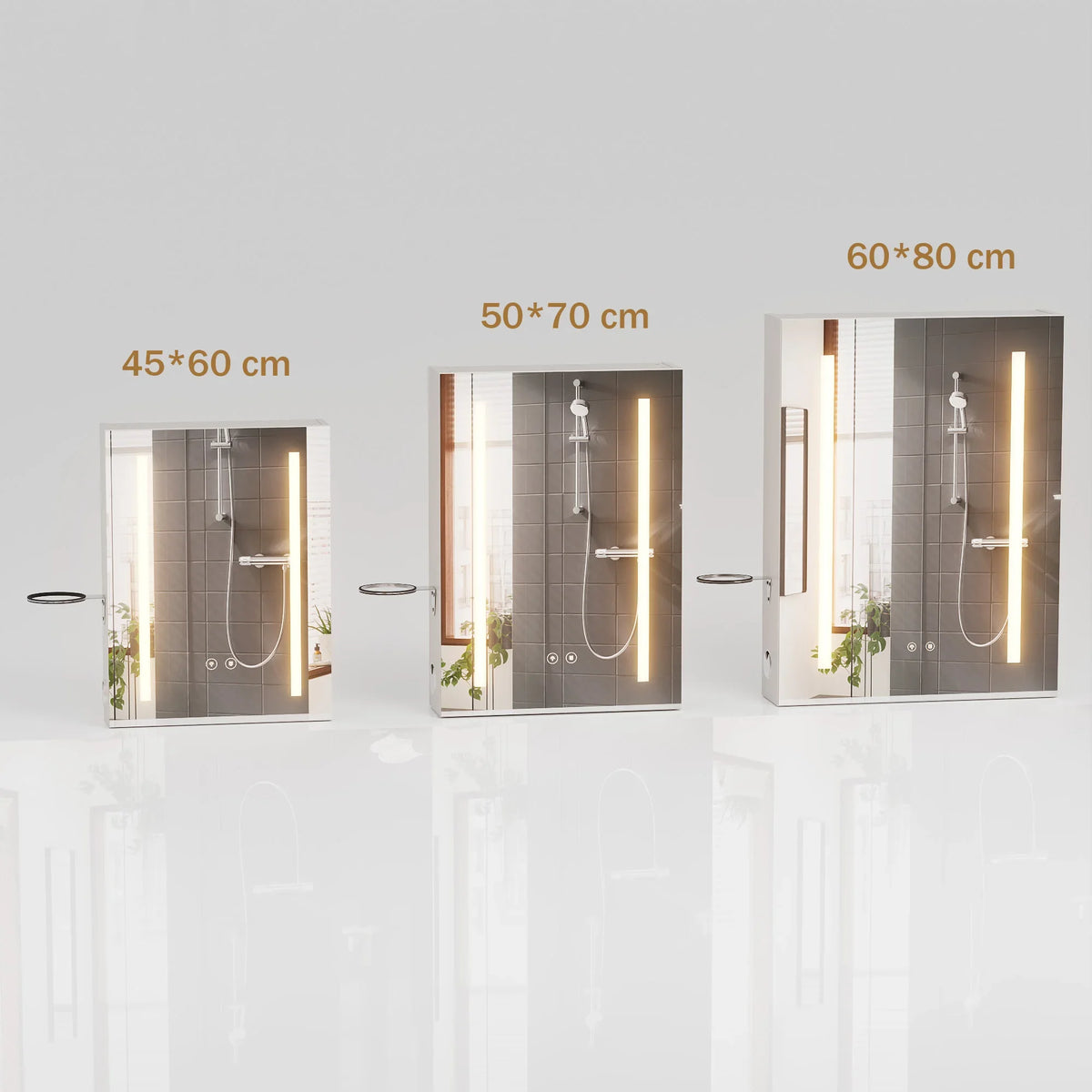 3-Color Mode Dimmer Led Bathroom Mirror Cabinet Wall