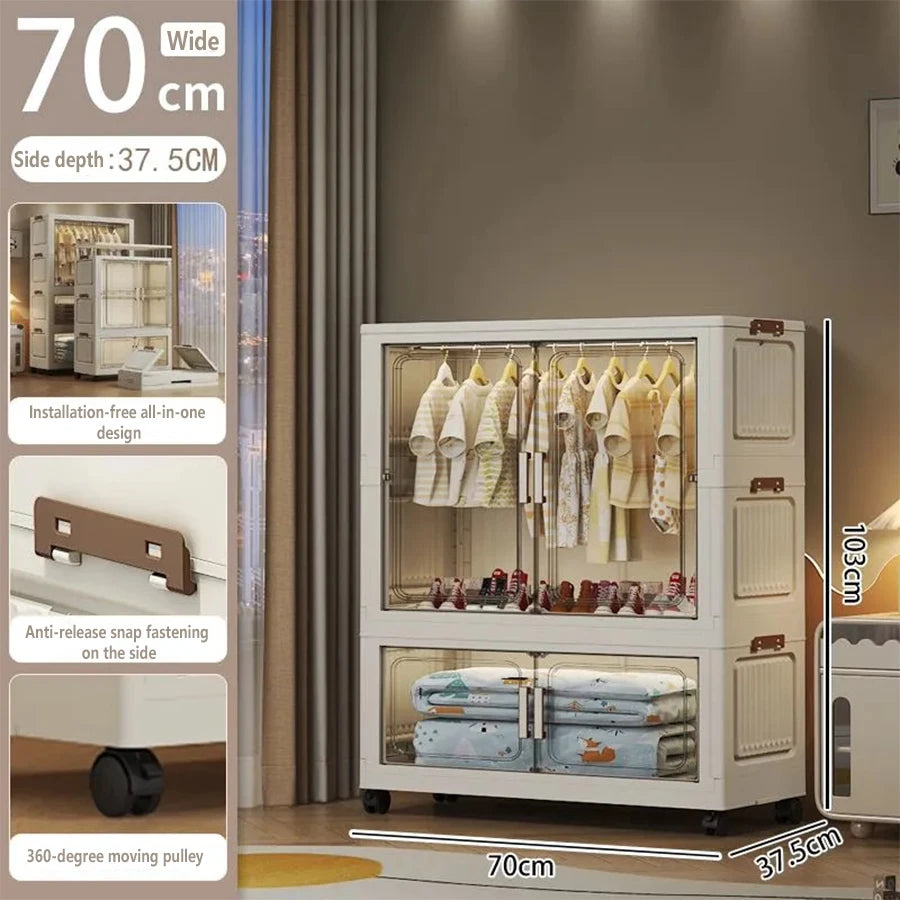 Multi-Functional Folding Storage Cabinet Doors White/Black/Gray