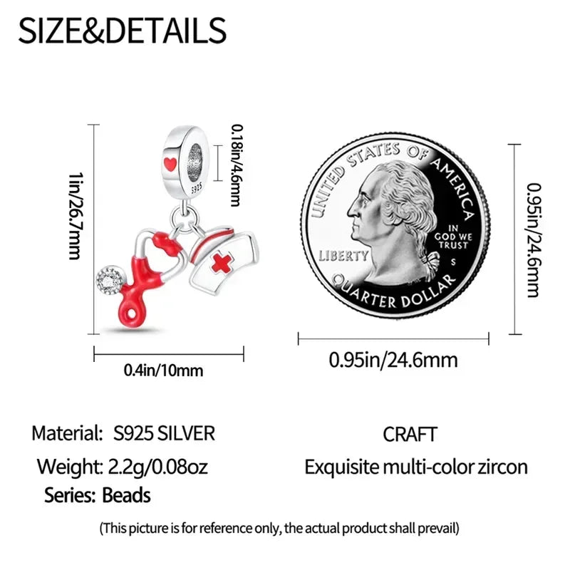 925 Sterling Silver Red Medicine Cabinet Pendant Charms