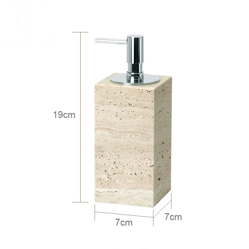 Beige Travertine Bathroom Natural Marble Soap Dispenser Reed