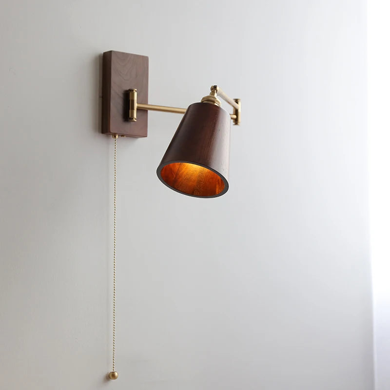 Iwhd Walnut Ash Wood Led Wall Lamp Sconce
