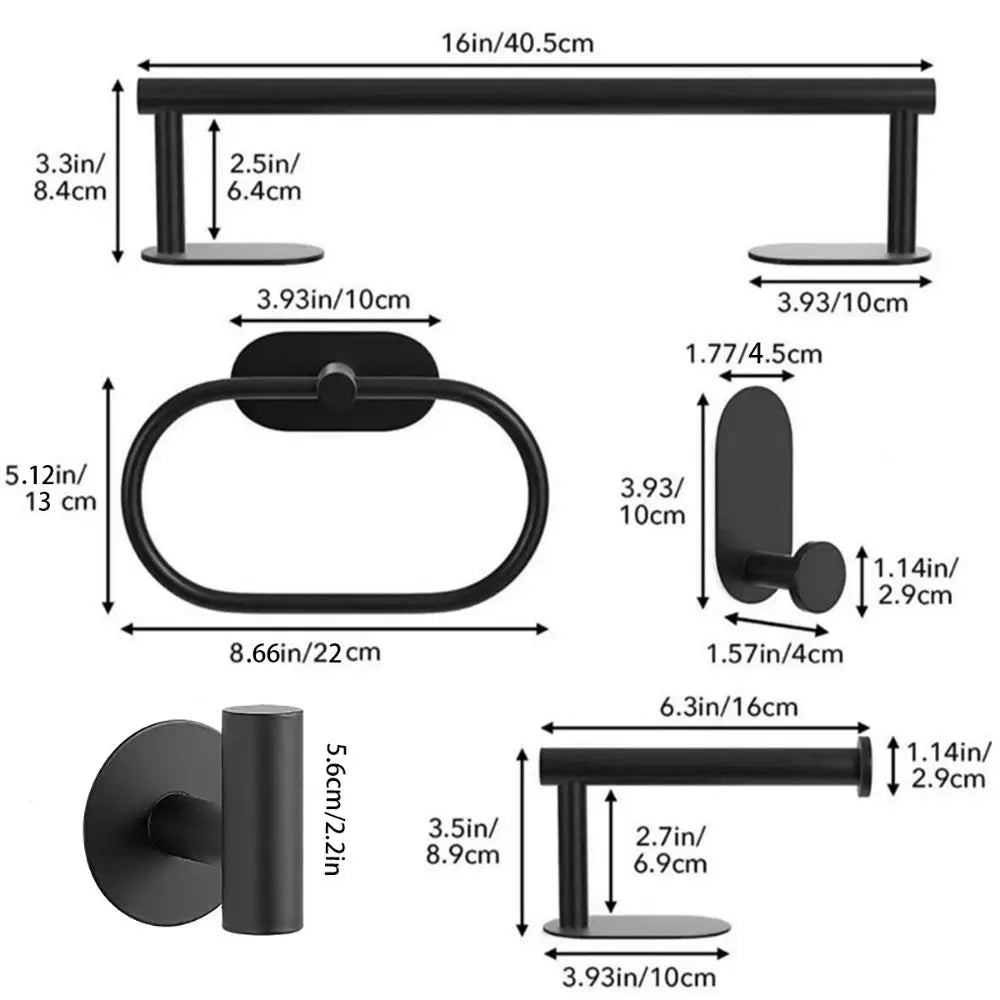 4/5pcs Stainless Steel Bathroom Hardware Anticorrosion Wall Mount