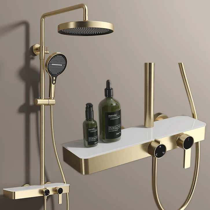 Brushed Gold Bathroom Shower Quality Brass Cold Bathroom