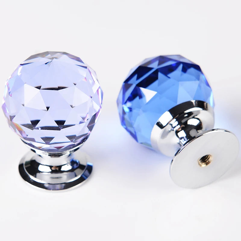 Colorful Crystal Glass Ball Pulls Knobs Wardrobe Door