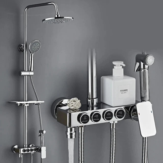 Kemaidi Black Gold Shower Faucet Bathtub 4-Way Mixer