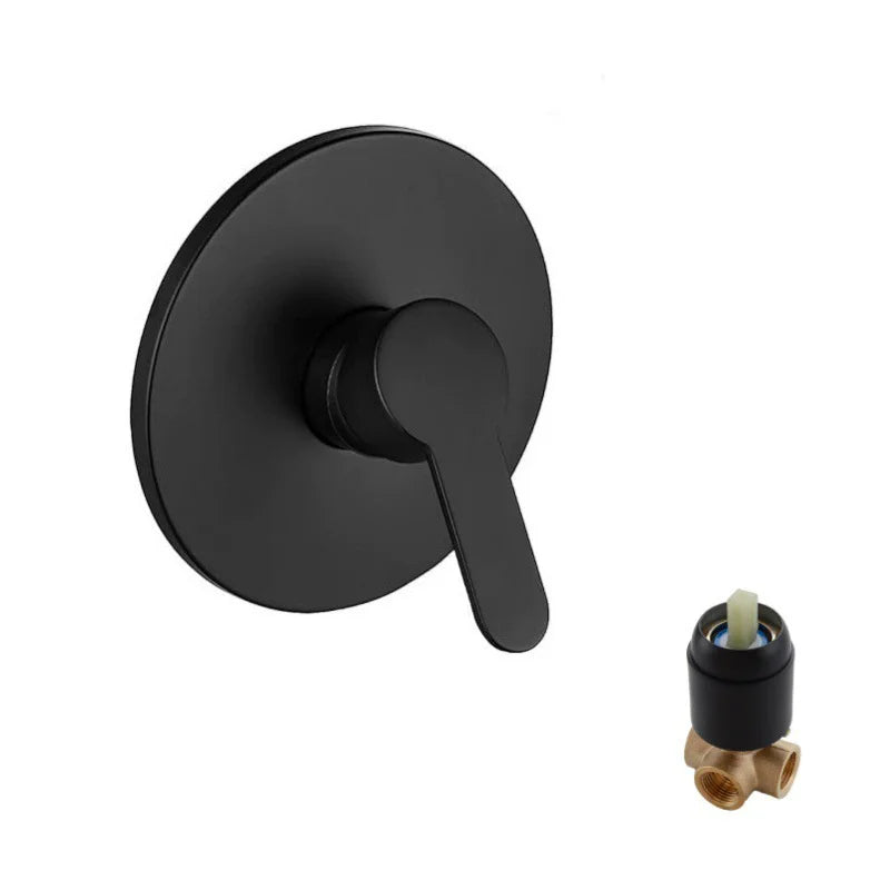 Brass Bathroom Shower Faucet Wall Round Black Mixer