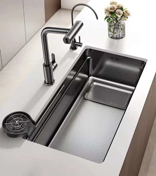 Large Single-Basin Sink Drain Smart Sink Nano-Embossed Slag