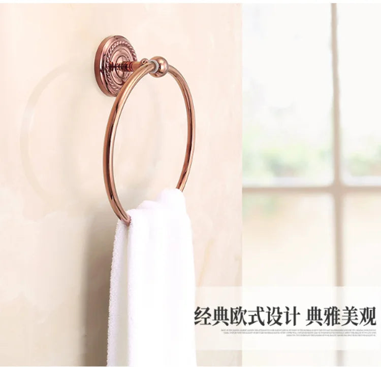 Bathroom Rose Gold Bath Towel Towel Ring Carved